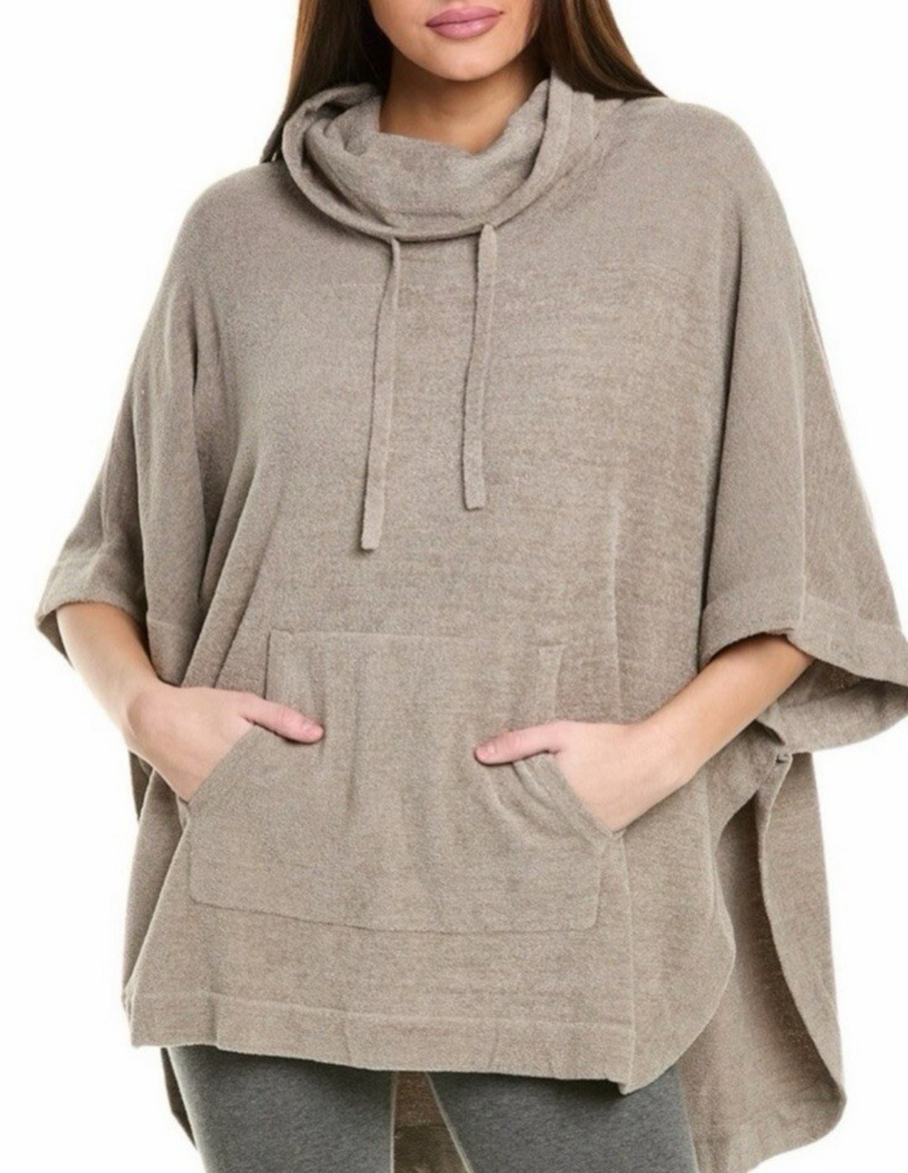 Barefoot Dreams CozyChic Ultra Lite Weekend Poncho Taupe Small/Med Lounge Casual